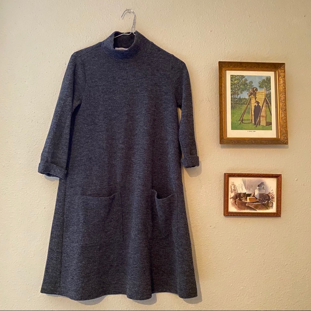 Dark grey mock-neck swing dress